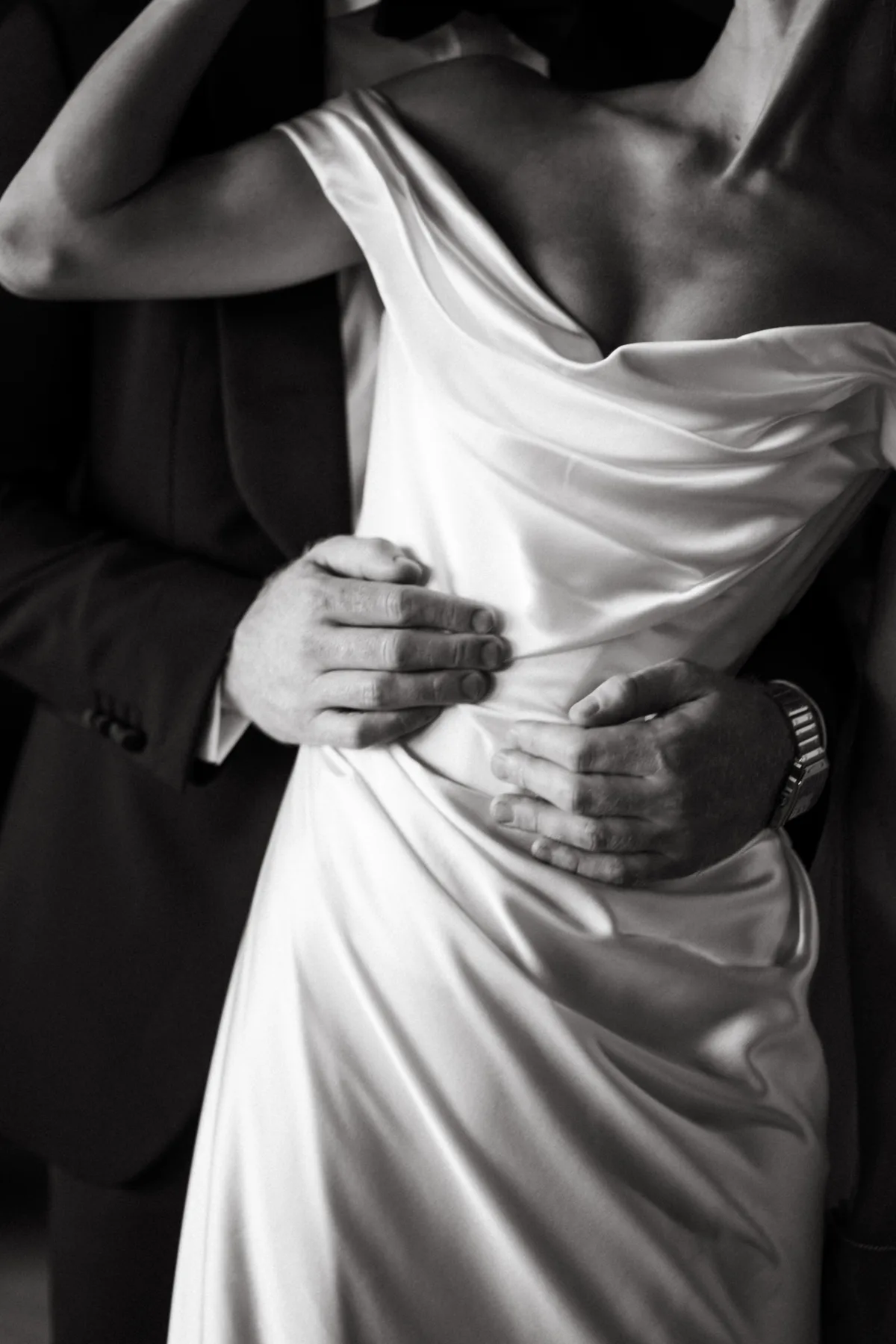 cabo destination wedding bride groom embrace the cape thompson hotel - Luxury Cabo Wedding at The Cape, a Thompson Hotel Intimate black and white portrait of bride and groom embracing during their luxury destination wedding at The Cape, a Thompson Hotel in Cabo San Lucas