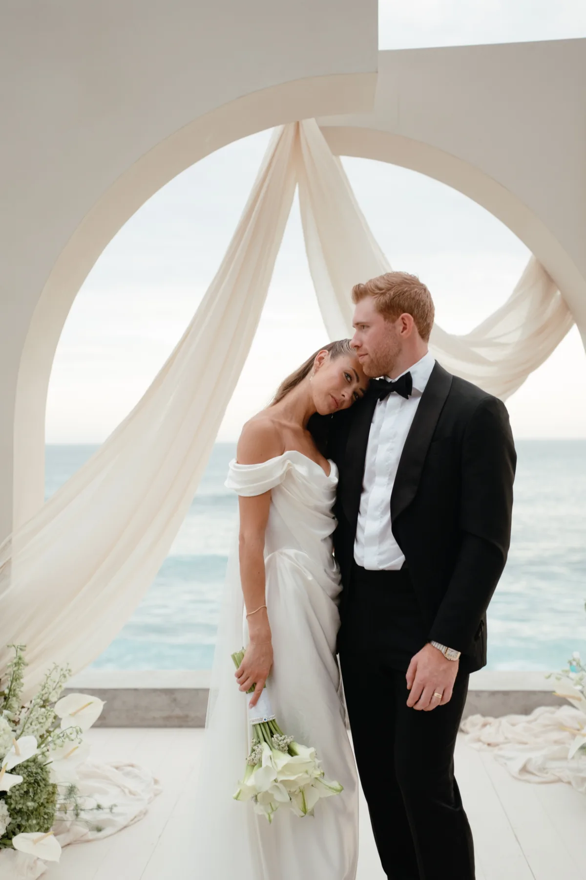 luxury cabo wedding planning engaging events ali the cape thompson hotel - Luxury Cabo Wedding at The Cape, a Thompson Hotel Luxury destination wedding couple portrait at The Cape Thompson Hotel in Cabo San Lucas planned by Engaging Events by Ali with ocean view ceremony backdrop