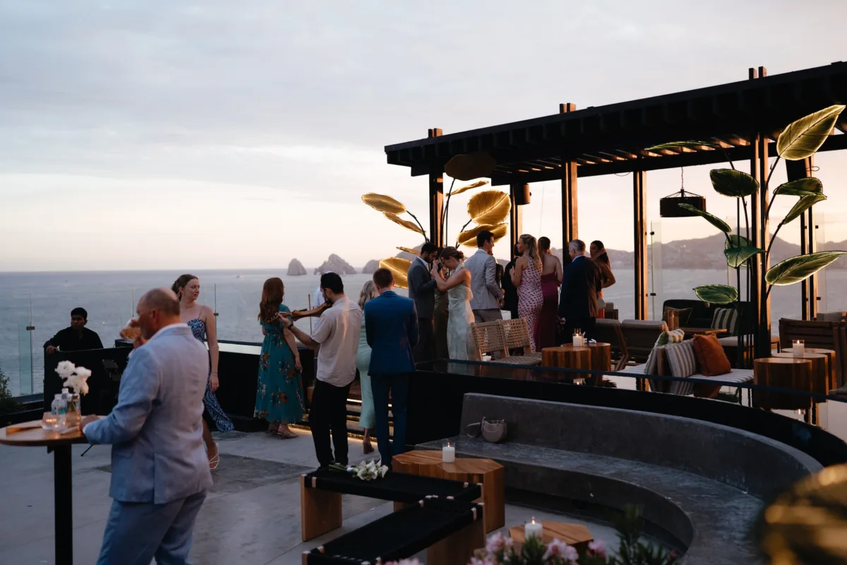 luxury cabo destination wedding reception thompson hotel cape - Luxury Cabo Wedding at The Cape, a Thompson Hotel Luxury destination wedding reception at The Cape Thompson Hotel in Cabo with ocean views and elegant terrace setting