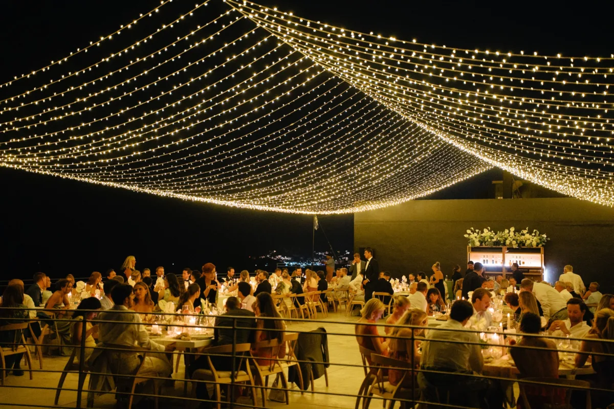luxury cabo destination wedding string lights canopy thompson hotel - Luxury Cabo Wedding at The Cape, a Thompson Hotel Luxury destination wedding reception under dramatic string light canopy at The Cape Thompson Hotel in Cabo planned by Chicago wedding planner Engaging Events by Ali